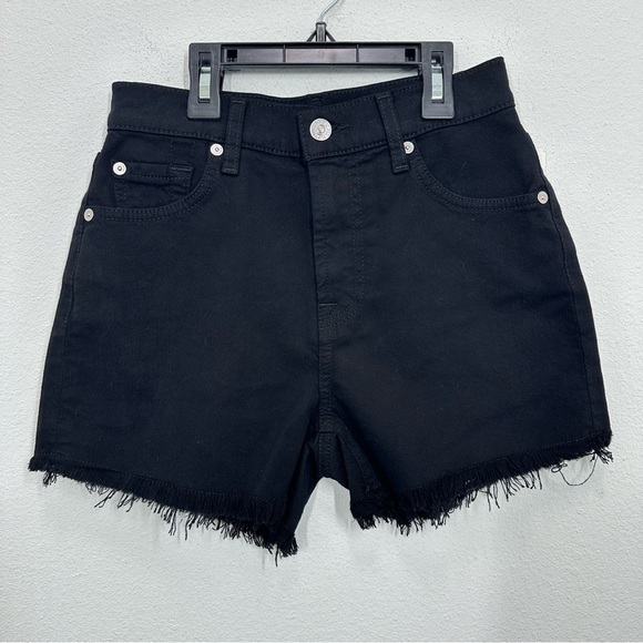 7 for‎ All Mankind Women's Size 23 Black Denim High Rise Cut Off Shorts Festival - Picture 1 of 8